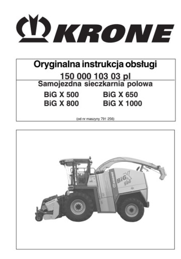 Krone BiG X 500, 650, 800, 1000 - руководство пользователя RU