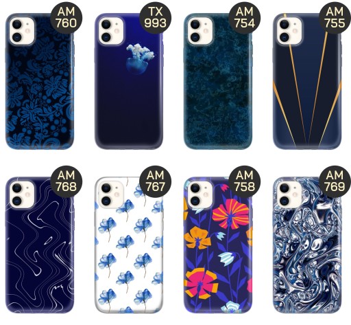 ETUI DO IPHONE 11 WZORY GRANATOWE OBUDOWA POKROWIEC CASE
