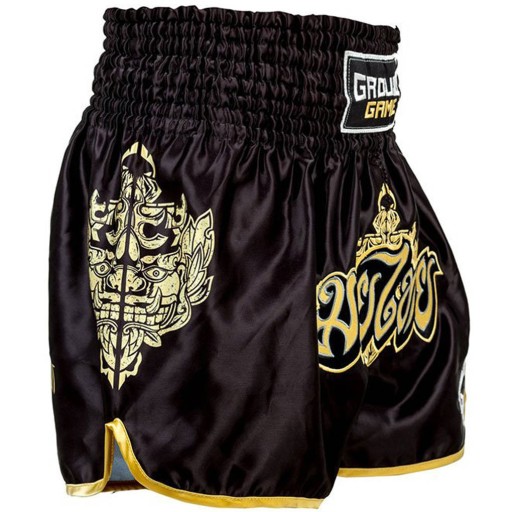 Тренировочные шорты Muay Thai Ground Game Gold, ЧЕРНЫЕ, XXL