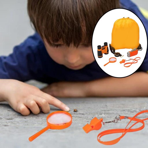 Комплект de-Outdoor Explorer, увеличительное стекло, телескоп, свисток, природный оранжевый
