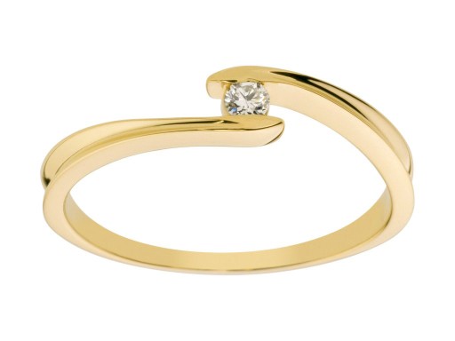 ZŁOTY PIERŚCIONEK pr 0.585 z BRYLANTEM 0.05ct od DIAMANTI