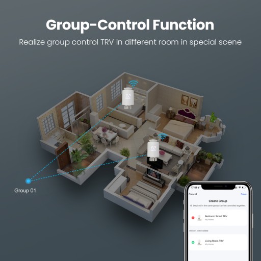 Термостат радиаторной головки Умный дом Tuya ZigBee 3.0 EU + набор аксессуаров