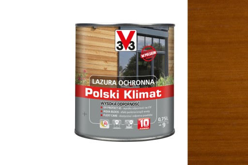 Лазура v33 Польский климат 10 лет яркий дуб 0,75 л.