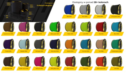 Шнур EDCX 4 мм Paracord 550 - черный 300 м Сделано в Польше