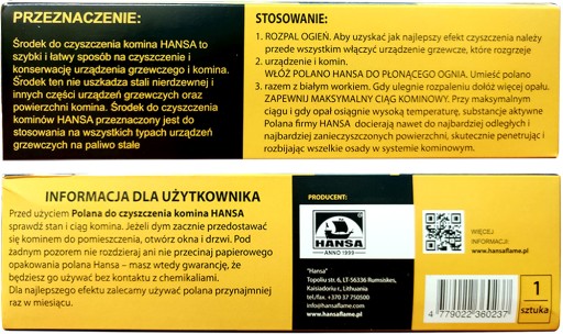 Журнал для удаления смолы Hansa Chimney Cleaner, зажигалка 1,1 кг