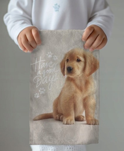 Pies piesek dog szczeniaczek Golden ręcznik do rąk do przedszkola 30X50