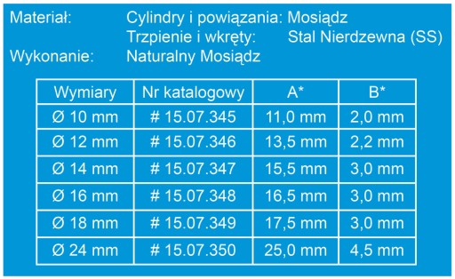 Zawias cylindryczny fi16 do stołu, drzwi meblowych