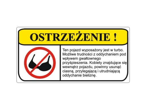 Naklejka na auto OSTRZEŻENIE TURBO śmieszne wlepki *15cm
