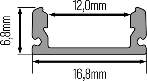PROFIL aluminiowy do taśma LED czarny wpuszczany / natynkowy + klosz 2M