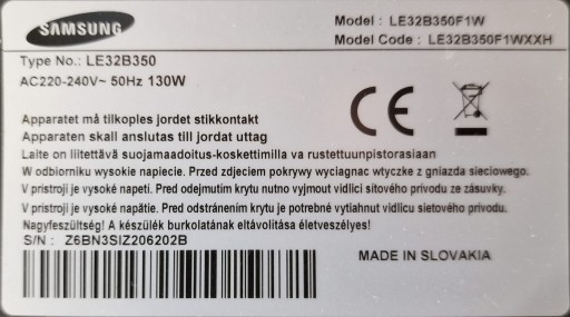 Т-КОН SAMSUNG LE32B350 32AP03C2LV0.2