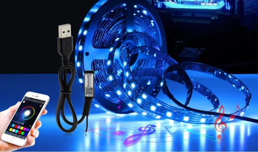 СВЕТОДИОДНАЯ ЛЕНТА RGB USB BLUETOOTH 5M ПОДСВЕТКА ТВ 5В