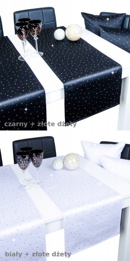 elegancki pas dekoracyjny SZAFIR 40x140 bieżnik na stół czarny
