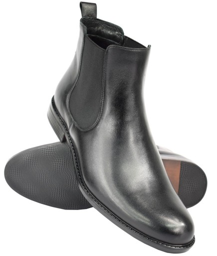 BUTY SZTYBLETY MĘSKIE SKÓRA CZARNE 45 30 cm PAN