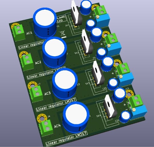 LM317 4-канальная печатная плата источника питания звука