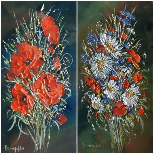 ИОАННА ДОМАГАЛЬСКАЯ КАРТИНА УГЛОВЫЕ ЦВЕТЫ 25X30