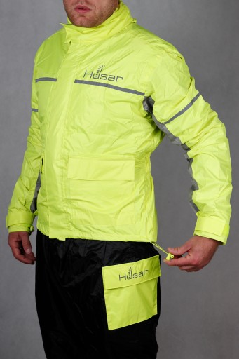 Kombinezon przeciwdeszczowy motocyklowy HUSAR RAIN r. L czarno-żółty fluo