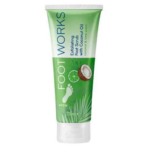 AVON Foot Works Отшелушивающий скраб для ног Кокос и лайм 75 мл Пилинг