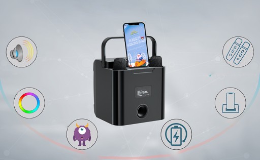 КАРАОКЕ-ДИНАМИК С BLUETOOTH 5.0 И 2 БЕСПРОВОДНЫМИ МИКРОФОНАМИ
