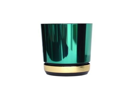 12 Цветочный горшок DUO GREEN, блестящее ЗОЛОТОЕ основание.