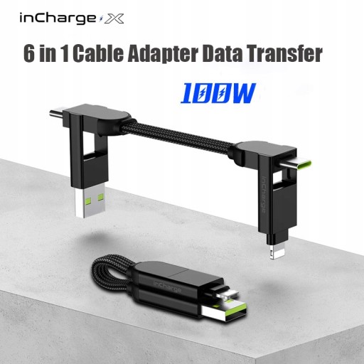 Brelok Incharge X Adapter Do Kabla 6 In1 PD 100W O