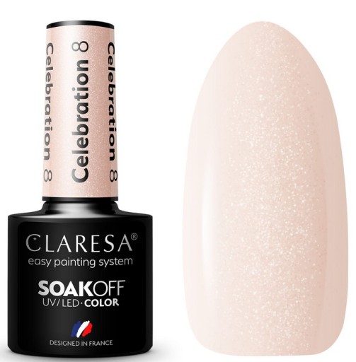 CLARESA ГИБРИДНЫЙ ЛАК ДЛЯ НОГТЕЙ КОЛЛЕКЦИЯ CELEBRATION CREAMY BEIGE