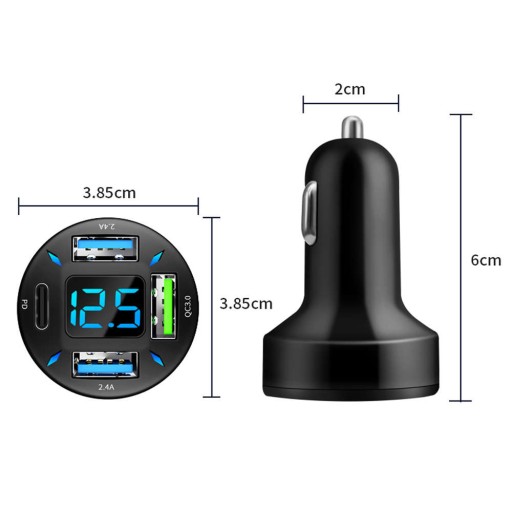 ŁADOWARKA SAMOCHODOWA DO AUTA 3x USB QC USB-C 66W MOCNA SZYBKIE ŁADOWANIE