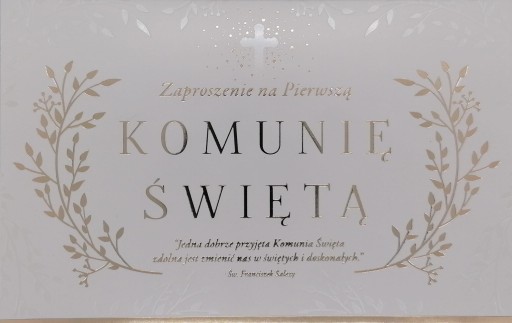 ZAPROSZENIE NA I KOMUNIĘ ŚWIĘTĄ, ZŁOCONE ELEMENTY