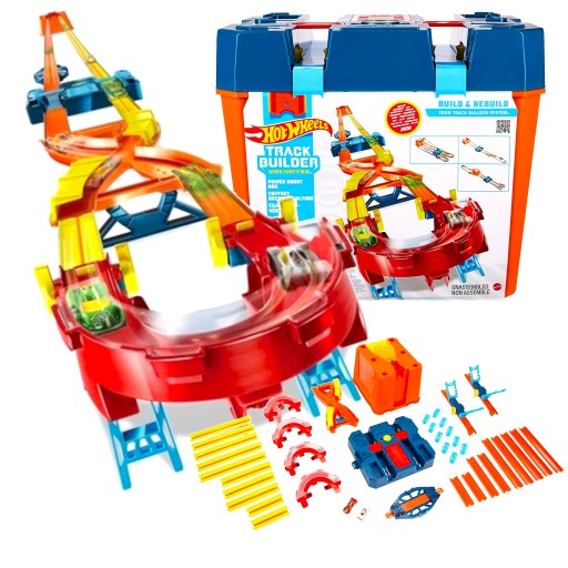 Hot Wheels Car Track Builder Double Race + ящик Mattel