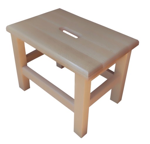 STOŁEK DREWNIANY z uchwytem RYCZKA BUK - taboret niski PODNÓŻEK