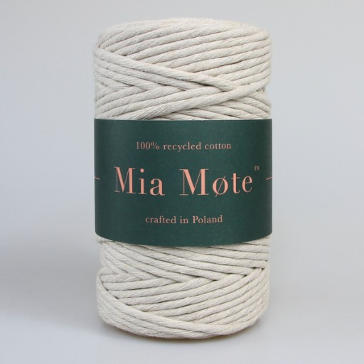 47 ниток Mia Mote Витая хлопковая нить для макраме, слоновая кость, 3мм, 200м