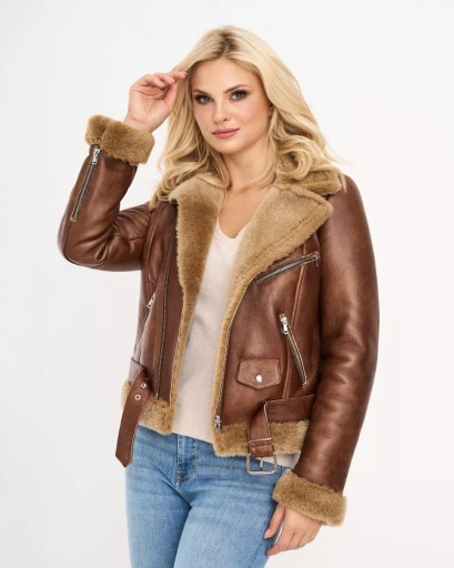 Kożuch damski Allison ramoneska na zimę 4XL