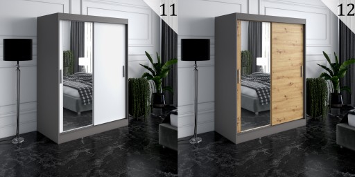 Шкаф-купе 150 Зеркало, 2 интерьера АНТРАЦИТ