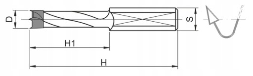 Wiertło nieprzelotowe prawe D=6x35/S=10/H=57,5