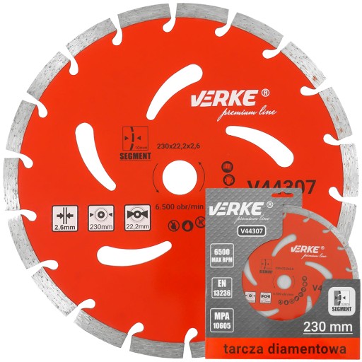 TARCZA DIAMENTOWA SEGMENTOWA DO BETONU KOSTKI KAMIENIA 230MM x 22,2 SEGMENT