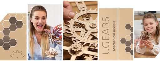 3D деревянный пазл Динозавр Трицератопс uGEARS
