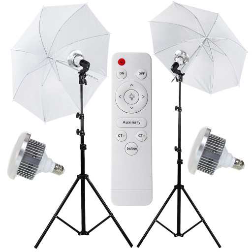 Zestaw 2 lamp Parasolka 110 cm 170W LED z pilotem