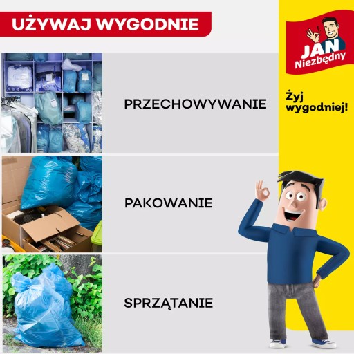 ПАКЕТЫ ДЛЯ МУСОРА JAN NIEZBĘDNY FLEX & STRONG MEGA STRONG тиснение 35л x15