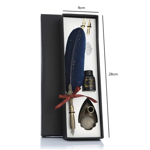 Vintage Calligraphy Feather Dip Fountain Pen Sets Ink Stationery Quill