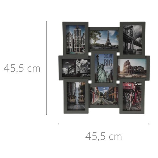 ФОТОРАМКА на 9 фотографий, МУЛЬТИРАМА, серая, настенная