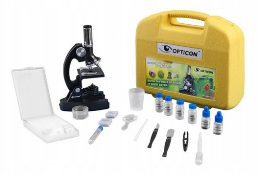 Оптический МИКРОСКОП OPTICON Lab Starter - 1200x - 3 линзы + АКСЕССУАРЫ