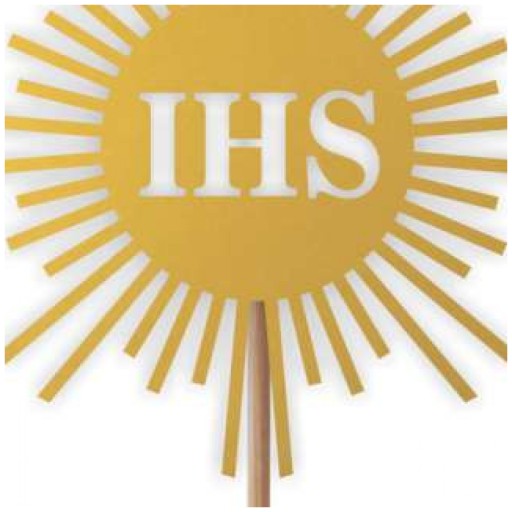 ТОППЕР для торта, золотой, для Причастия, с изображением хостии и символом IHS