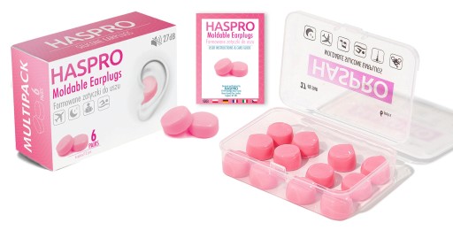 БУШИ 27дБ МНОГОРАЗОВЫЕ ФОРМОВАННЫЕ ЗАГЛУШКИ HASPRO РОЗОВЫЕ 6 пар