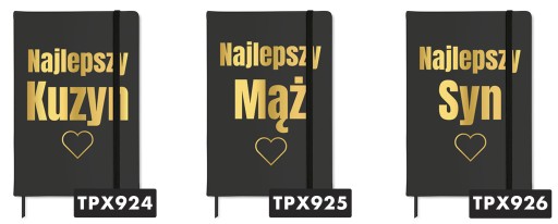 NOTES Czarny A5 GOLD Złocenie DLA TRENERA Złote Wz