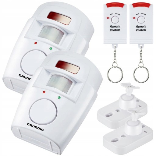 GRUNDIG 2x БЕСПРОВОДНАЯ СИГНАЛИЗАЦИЯ ДАТЧИК ДВИЖЕНИЯ 105 дБ