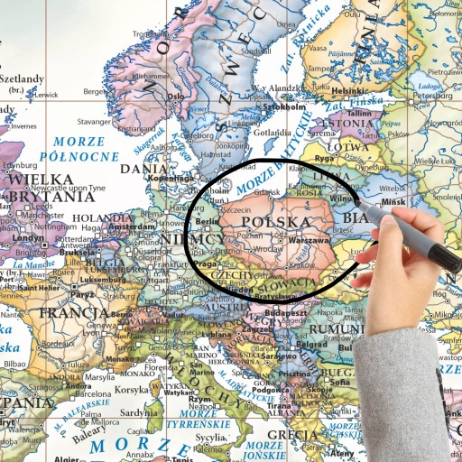 Świat polityczny stylizowana mapa ścienna 100x70cm aktualna na 2024 ArtGlob