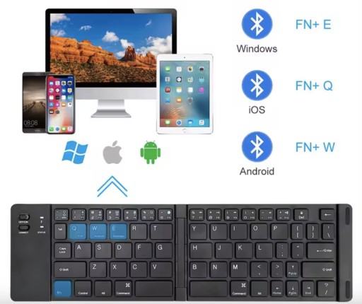 СКЛАДНАЯ ПОРТАТИВНАЯ КЛАВИАТУРА BLUETOOTH, ЧЕРНАЯ