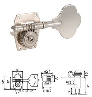 Хромированные колки для бас-гитары DR Parts