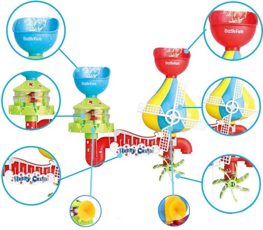 ИГРУШКА-ПЕРЕЛИВ ДЛЯ ВАННЫ ЗАМОК ДУШ КАРУСЕЛЬ ШПИЛЬКОВОЕ КОЛЕСО