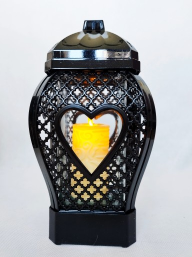 свеча-фонарь Glamour Heart Openwork черная 29 см