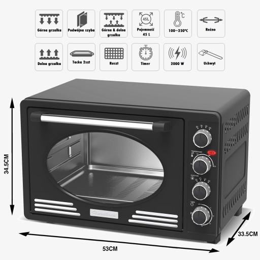 Мини-духовой шкаф Turbotronic TT-EV45R 45 л черный